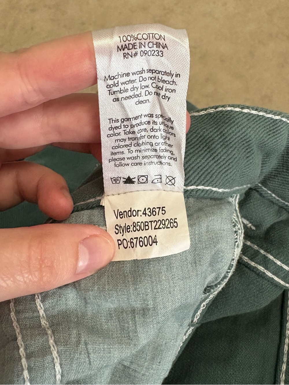 PacSun Low Rise Carpenter Pants Size 26 Green Contrast Stitch - Picture 7 of 8